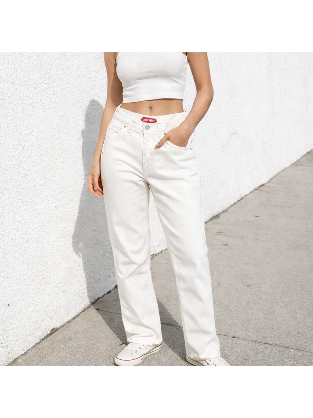 Cherry LA Women's White Carpenter Pants size 26 Made in USA